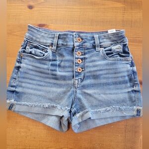 Edgely Jean Shorts Button Up Fly High Rise Size 2 Inseam 2 In Cuffed Hem Stretch
